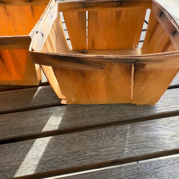 Vintage Handmade Rustic Wooden Berry 4 Basket Carrier Farmhouse Decor - Picture 9 of 16